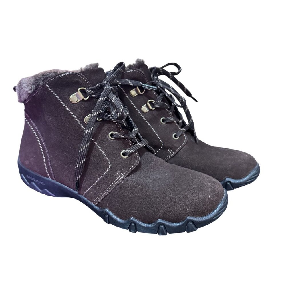 Hotter Womens Brown Suede Fur Trim Comfort Concept Winter Boots Size 7.5